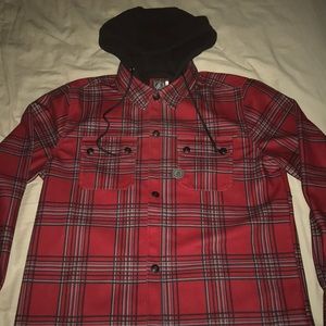 VOLCOM Mens 2016 Snowboard DWR FLANNEL Hoodie